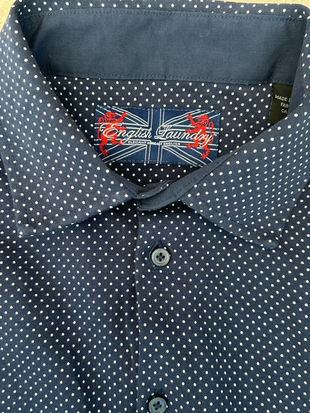 English Laundry Navy Shirt with White Polka Dots size Medium